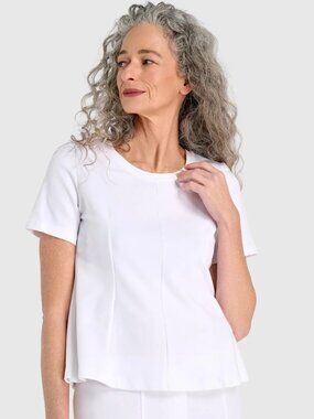 NWOT ALEMBIKA ESSENTIAL SHAPED TEE, WHITE SZ 6 (16-18)